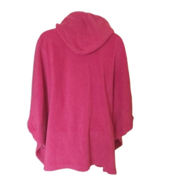 VINTAGE Red Fleece Hooded Sweater Cape Girl Medium - Picture 2 of 4